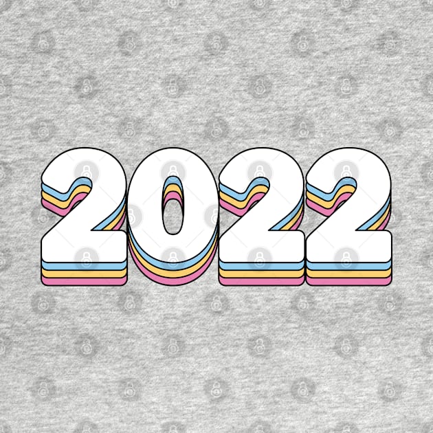 Year 2022 Happy New Year Retro Vintage Pink Yellow Blue by RetroDesign